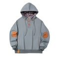 thumbnail image 1 of Men's Sweatshirt With Fleece Plaid Splicing Hooded Jacket Long Sleeve Drawstring Pullover, 1 of 2