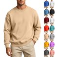 thumbnail image 1 of Men's Sweatshirts Crew Neck Drop Shoulder Oversized Loose Fit Solid Color Basic Pullover Long Sleeve Casual Layering Sweatshirts, 1 of 3