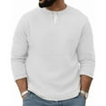 thumbnail image 1 of Men's Sweatshirts Fashion Spring Fall Casual Imitation Two-piece Round Neck Pullover Street Waffle Pattern Retro Long Sleeved Contrasting Loose T-shirt Top, 1 of 3