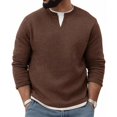 thumbnail image 1 of Men's Sweatshirts Fashion Spring Fall Casual Imitation Two-piece Round Neck Pullover Street Waffle Pattern Retro Long Sleeved Contrasting Loose T-shirt Top, 1 of 3