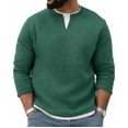 thumbnail image 1 of Men's Sweatshirts Fashion Spring Fall Casual Imitation Two-piece Round Neck Pullover Street Waffle Pattern Retro Long Sleeved Contrasting Loose T-shirt Top, 1 of 3