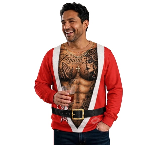 Men's Sweatshirts, Men’s Novelty Holiday Long‑Sleeve Crew Neck Top, Fun Christmas Party Costume Outfit, Festive Wear for Xmas Gathering, Ideal Apparel for Christmas Celebration and Themed Gatherings