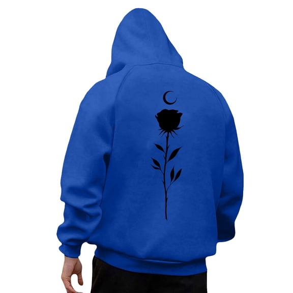 Men's Sweatshirts and Hoodies Men's Valentine's Day Couples Matching Theme Print Hooded Long Sleeve Fun Casual Pullover Mens Sweatshirt Blue XXL