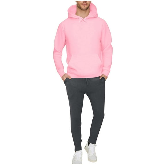 Men's Sweatsuit 2 Piece Outfits Fleece Oversized Lounge Long Sleeve Hoodies with Sweatpants Jogger Comfy Tracksuits (S, Pink)