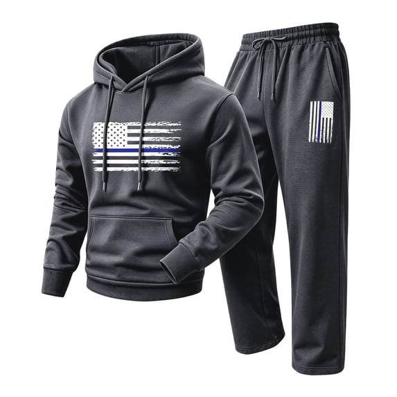 Menâs Sweatsuit Set Plus Size Pullover Warm Athletic Set Men Clothing Sets Sweatsuit Loose Fit Hooded Sweat Matching Set Ribbed Loungewear