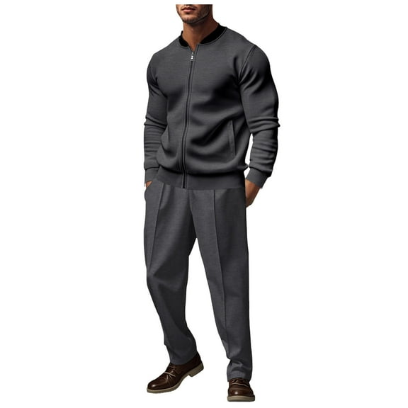 Men's Sweatsuits 2 Piece Athletic Full Zip Tracksuit Jogging Set Fashion Casual Jackets And Pants Fall Outfits (3XL, Dark Gray)