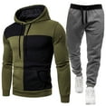 thumbnail image 1 of Men's Sweatsuits Sets Big And Tall, Fashion Men's Color Block Tracksuits 2 Piece Casual Athletic Jogging Outfits Outfit Suit Set Sweatsuit with Pockets Suits (XL,Army Green), 1 of 3