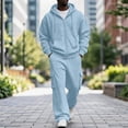 thumbnail image 1 of Men's Sweatsuits Zip-Up Hoodie Jacket Elastic Waist Cargo Pants 2-Piece Set Winter Casual Outdoor Tracksuit 2XL, 1 of 7