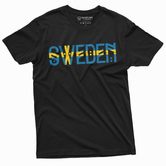 Men's Sweden T-shirt Konungariket Sverige Patriotic Country Nordic Norse Viking tee (5X-Large Black)