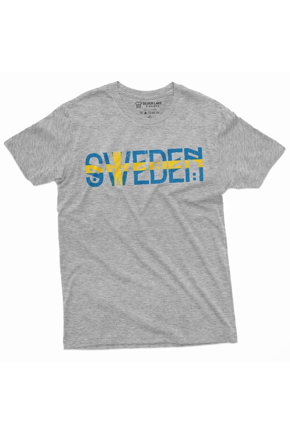 Men's Sweden T-shirt Konungariket Sverige Patriotic Country Nordic Norse Viking tee (Small Grey)