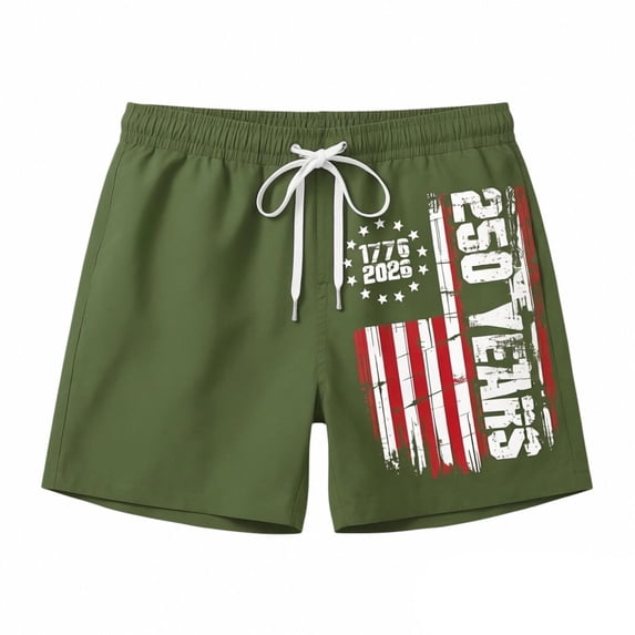 Men's Swim Board Shorts Beach Shorts With Sports Print Casual 3 Inch Trunks For Swimming Surfing/Army Green/XL