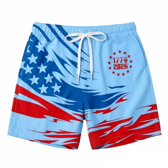 Men's Swim Board Shorts Beach Shorts With Sports Print Casual 3 Inch Trunks For Swimming Surfing/Light Blue/S
