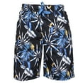 thumbnail image 1 of Men's Swim Shorts Trunks Surf Board Beach Print NBN GEAR Black Blue Leaves S, 1 of 7