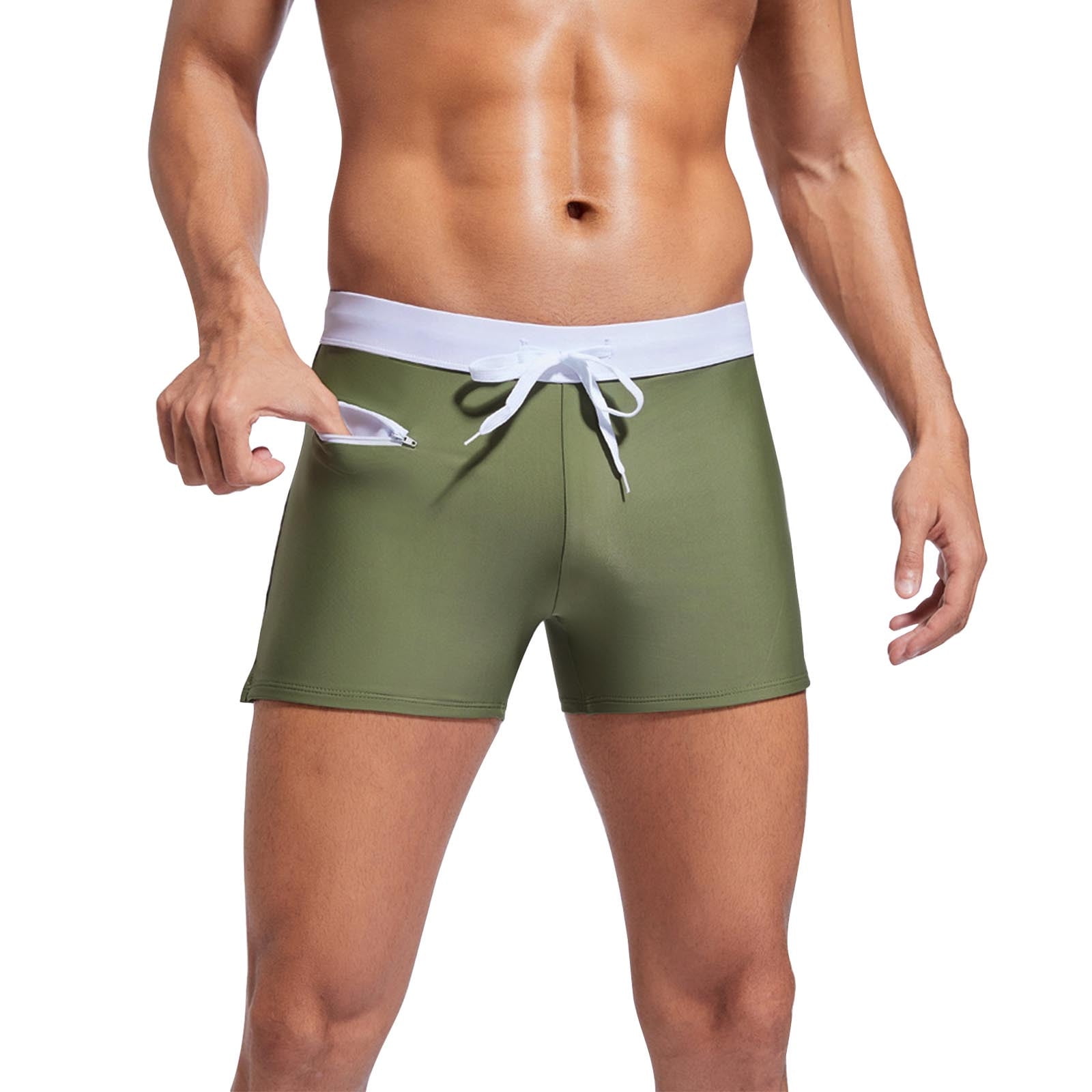 Men's Swim Shorts Zipper Pocket Type Flat Corner Men's Swim Beach Pants