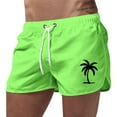 thumbnail image 1 of Men's Swim Trunk Coconut Tree Quick Dry Swim Shorts Board Shorts With Pockets Beach Swimwear Green XXXL, 1 of 4