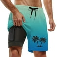 thumbnail image 1 of Men's Swim Trunk Twilight Palm Gradient Quick Dry 2 In 1 Swim Shorts Board Shorts With Pockets Beach Swimwear Light Blue M, 1 of 4