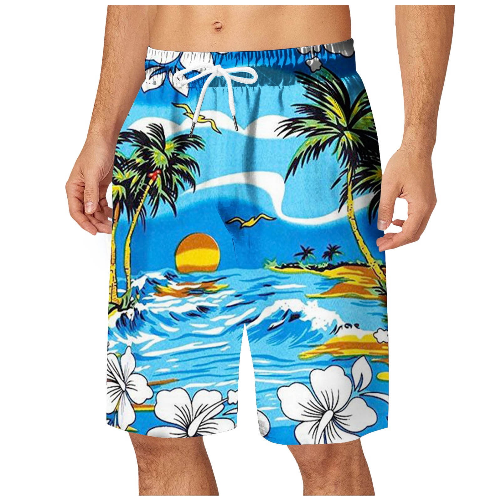 Men's Swim Trunks 5 Inch Inseam Bathing Suit Hawaiian Swimsuits Mesh