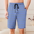 thumbnail image 1 of Men's Swim Trunks Athletic Hawaii Bathing Quick Dry Striped Print Drawstring Elastic Waist Beach Shorts with Pockets Blue M, 1 of 6