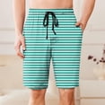 thumbnail image 1 of Men's Swim Trunks Athletic Hawaii Bathing Quick Dry Striped Print Drawstring Elastic Waist Beach Shorts with Pockets Green 3XL, 1 of 6