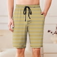 thumbnail image 1 of Men's Swim Trunks Athletic Hawaii Bathing Quick Dry Striped Print Drawstring Elastic Waist Beach Shorts with Pockets Yellow XL, 1 of 6