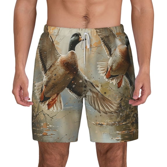 Men's Swim Trunks Board Shorts Beach Swimwear Bathing Suits Mallards Duck Cute Hunting Vintage