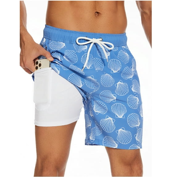 Men's Swim Trunks Board Shorts Quick Dry Mens Swimming Trunks with Compression Liner