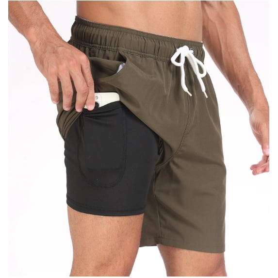 Men's Swim Trunks Board Shorts Quick Dry Mens Swimming Trunks with Compression Liner