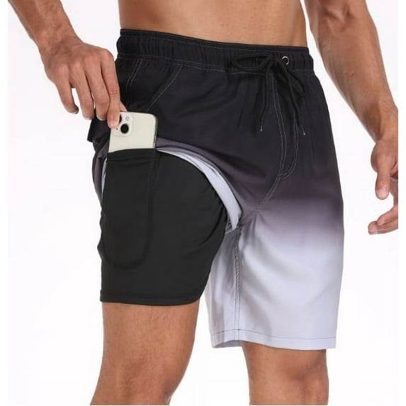 Men's Swim Trunks Board Shorts Quick Dry Mens Swimming Trunks with Compression Liner