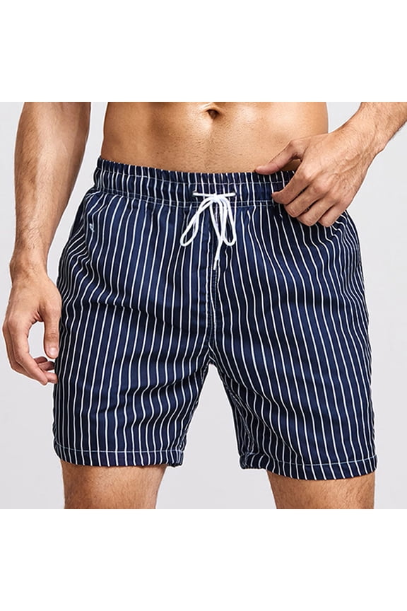 Men's Swim Trunks Board Shorts Quick Dry Mesh Lining, 5" Inseam Elastic Waist Drawstring, Summer Vacation Beach Shorts Surfing Bathing Suit, Summer Essentials | JASKFLY,Dark Blue L