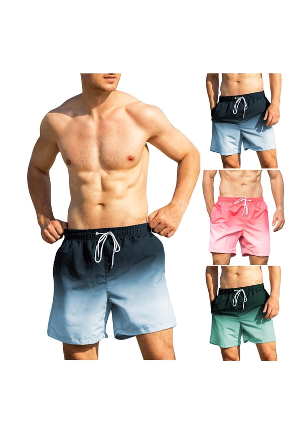 Men's Swim Trunks Board Shorts Quick Dry Mesh Lining, 5" Inseam Elastic Waist Drawstring, Summer Vacation Beach Shorts Surfing Bathing Suit, Summer Essentials | JASKFLY,Dark Blue M