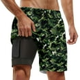 thumbnail image 1 of Men's Swim Trunks Camouflage Print Sports Quick Dry 2 In 1 Bathing Suit Swimming Board Shorts Mesh Lining Dark Green XXL, 1 of 4