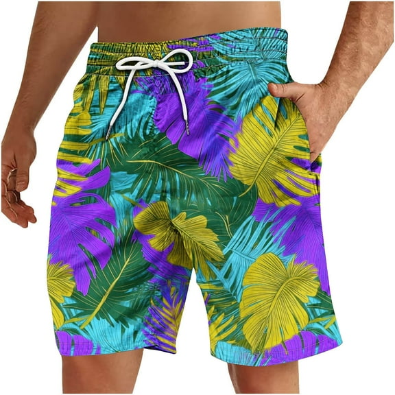 Men's Swim Trunks Casual Sports Drawstring Shorts Fashion Vacation Plus Size Beach Printed Pants Summer Shorts Clearance with Pockets (S-5XL)