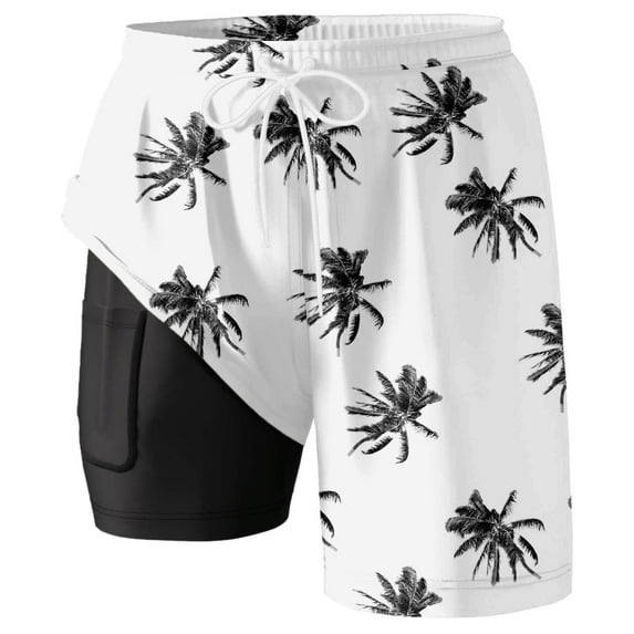 Men's Swim Trunks Compression Liner Board Shorts Bathing Suit With Zipper Pockets For Beach Surf Swimming