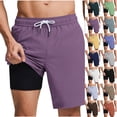 thumbnail image 1 of Men’s Swim Trunks with Compression Liner Quick Dry Beach Swim Shorts Elastic Waist Drawstring Lightweight 2 in 1 Board Shorts for Swimming Surfing Vacation, 1 of 6
