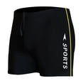 thumbnail image 1 of Men's Swim Trunks - Elastic Waist, Quick-Dry Fabric, Color-Block Stripe Design for Beach/Summer Vacation, 1 of 5
