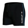 thumbnail image 1 of Men's Swim Trunks - Elastic Waist, Quick-Dry Fabric, Color-Block Stripe Design for Beach/Summer Vacation, 1 of 5