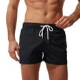 thumbnail image 1 of Men's Swim Trunks Males Plus Size Breathable Pockets Drawstring Beach Shorts Solid Slim Swim Trunks Mens Board Shorts Swimwear Black L, 1 of 6