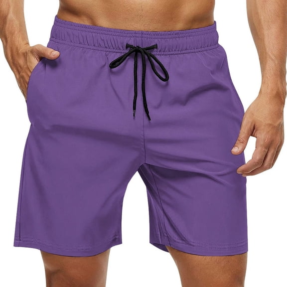 Men's Swim Trunks Quick Dry Bathing Suit Swimming Board Shorts Mesh Lining Beach Swimwear Dark Lavender