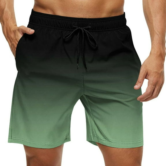 Men's Swim Trunks Quick Dry Bathing Suit Swimming Board Shorts Mesh Lining Beach Swimwear Dark Sea Green Fade Dark