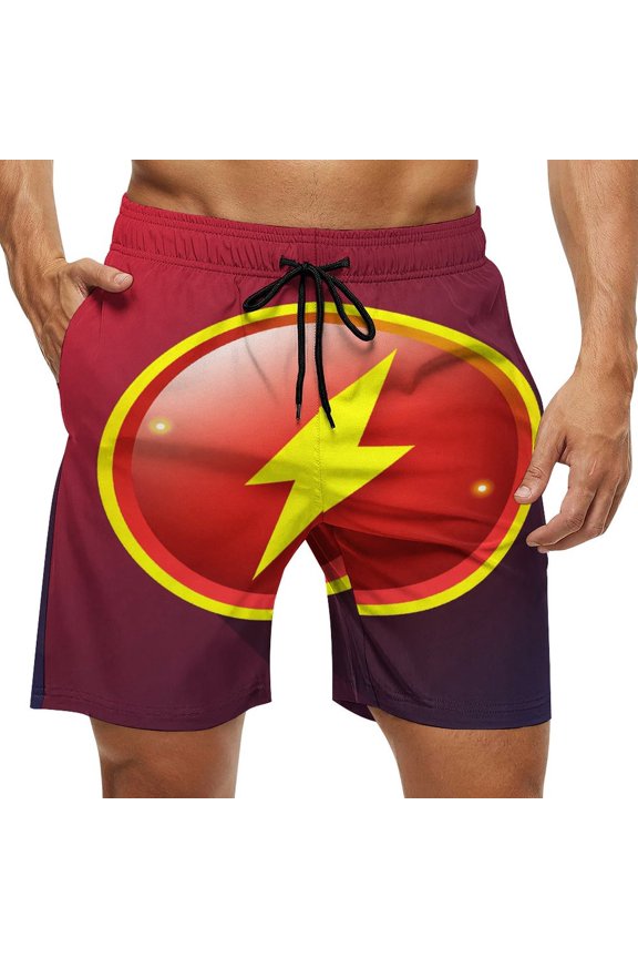 Men's Swim Trunks Quick Dry Bathing Suit Swimming Board Shorts Mesh Lining Beach Swimwear Lightning