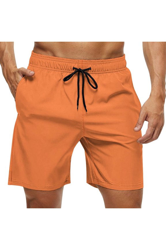 Men's Swim Trunks Quick Dry Bathing Suit Swimming Board Shorts Mesh Lining Beach Swimwear ORANGE Mango Tango