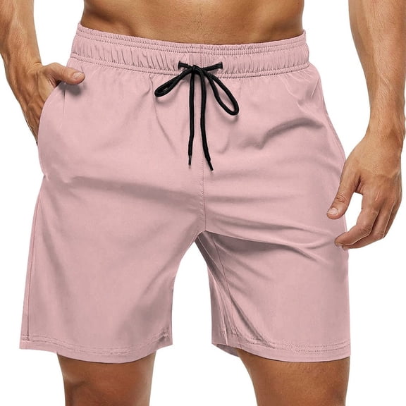 Men's Swim Trunks Quick Dry Bathing Suit Swimming Board Shorts Mesh Lining Beach Swimwear Tea Rose
