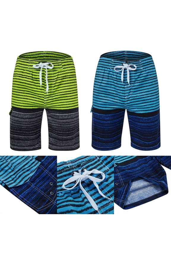 Men's Swim Trunks, Quick Dry Beach Shorts with Mesh Lining, Swimwear Bathing Suits Pockets Elastic Waist