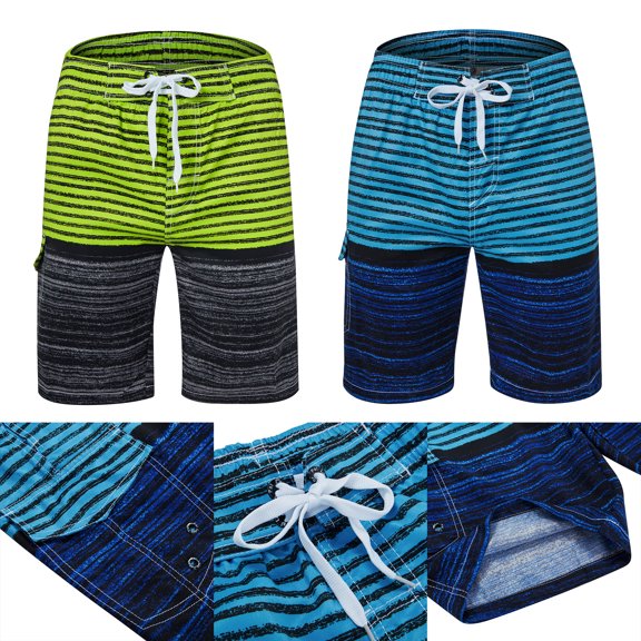 Men's Swim Trunks, Quick Dry Beach Shorts with Mesh Lining, Swimwear Bathing Suits Pockets Elastic Waist