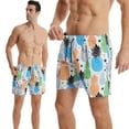 thumbnail image 1 of Men's Swim Trunks Quick Dry Beach Shorts with Pockets Printed Summer Beach Shorts Drawstring Mens Bañador, 1 of 6