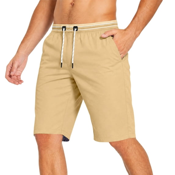 Men's Swim Trunks Quick Dry Board Shorts Lightweight Elastic Waist with Striped Band Drawstring Mesh Lining and Side Pockets for Beach Vacation Surfing Swimming Water Sports