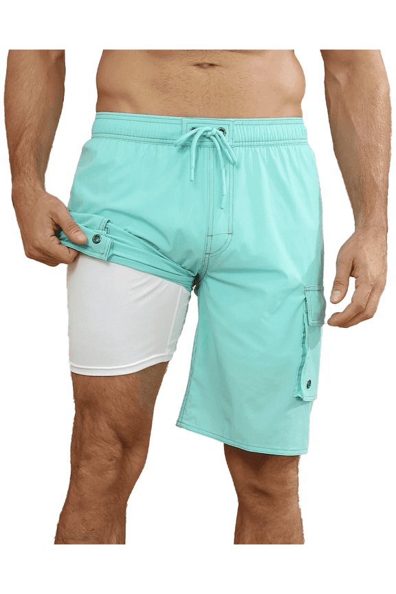 Men's Swim Trunks Quick Dry Mowujeit Beach Swim Shorts for Men with Mesh Lining Lake Blue S-4XL