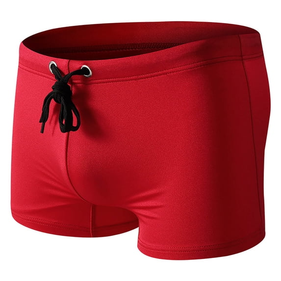 Men's Swim Trunks Quick-Dry Square Cut Beach Shorts with for Swimming Water Sports Comfortable Athletic Summer, XL, Red