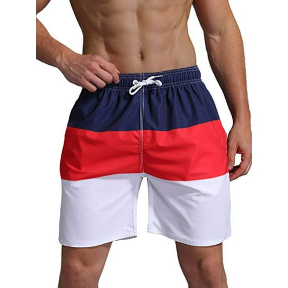 Men's Swim Trunks - Quick Dry Watershort Swimsuit - Athletic Swimwear Shorts with Mesh Lining Drawstring Waist Shorts Black and Pockets,Blue/Green/Red