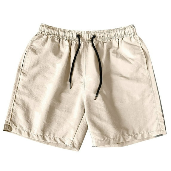 Men's Swim Trunks Solid Quick Dry Bathing Suit Board Shorts Beach Lightweight Swimsuit Bottom With Drawstring Khaki XL